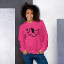 bright, hot pink dog and cat adult crewneck sweatshirt