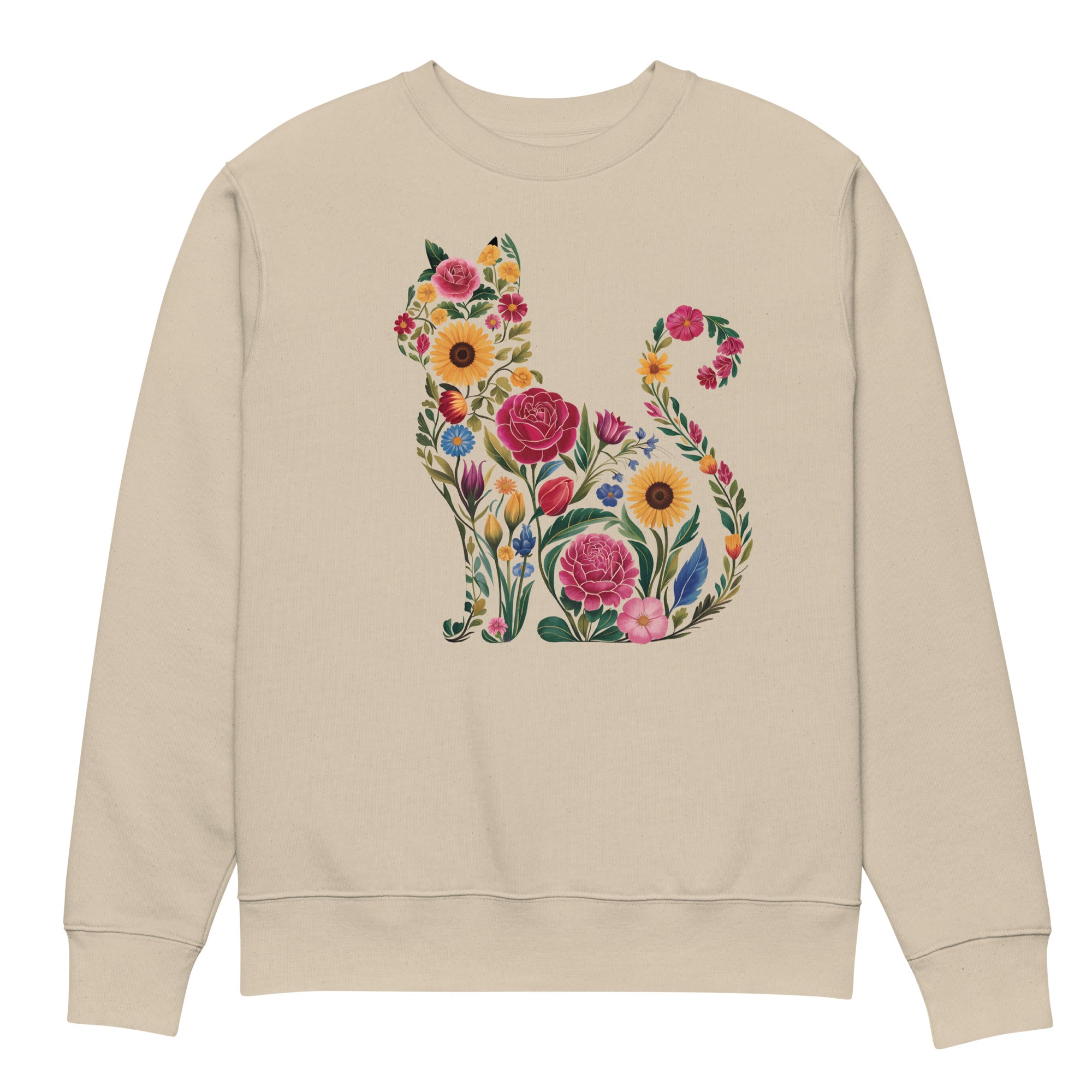 Floral Cat Eco-friendly Unisex Sweatshirt