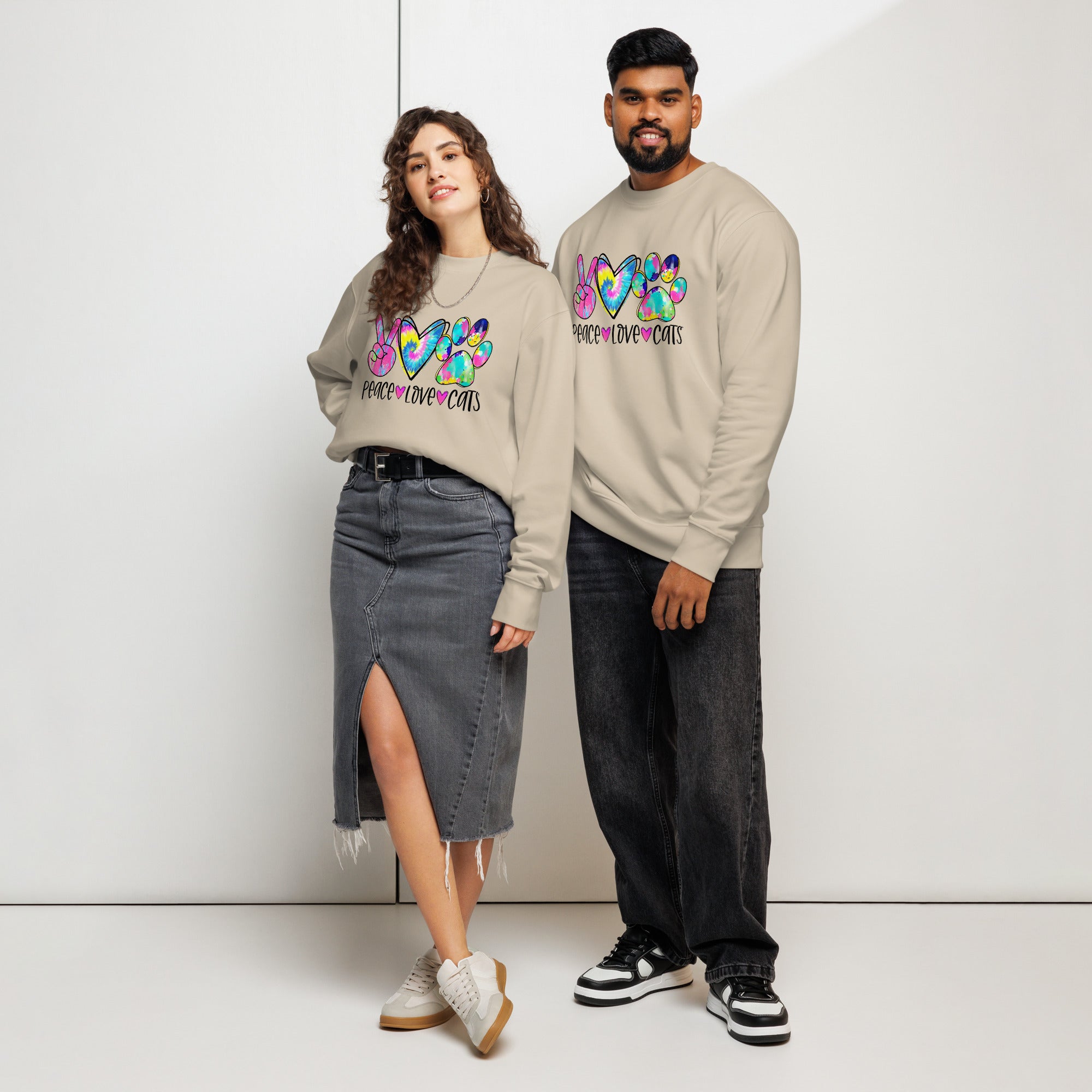 Peace Love Cats Eco-friendly Unisex Sweatshirt