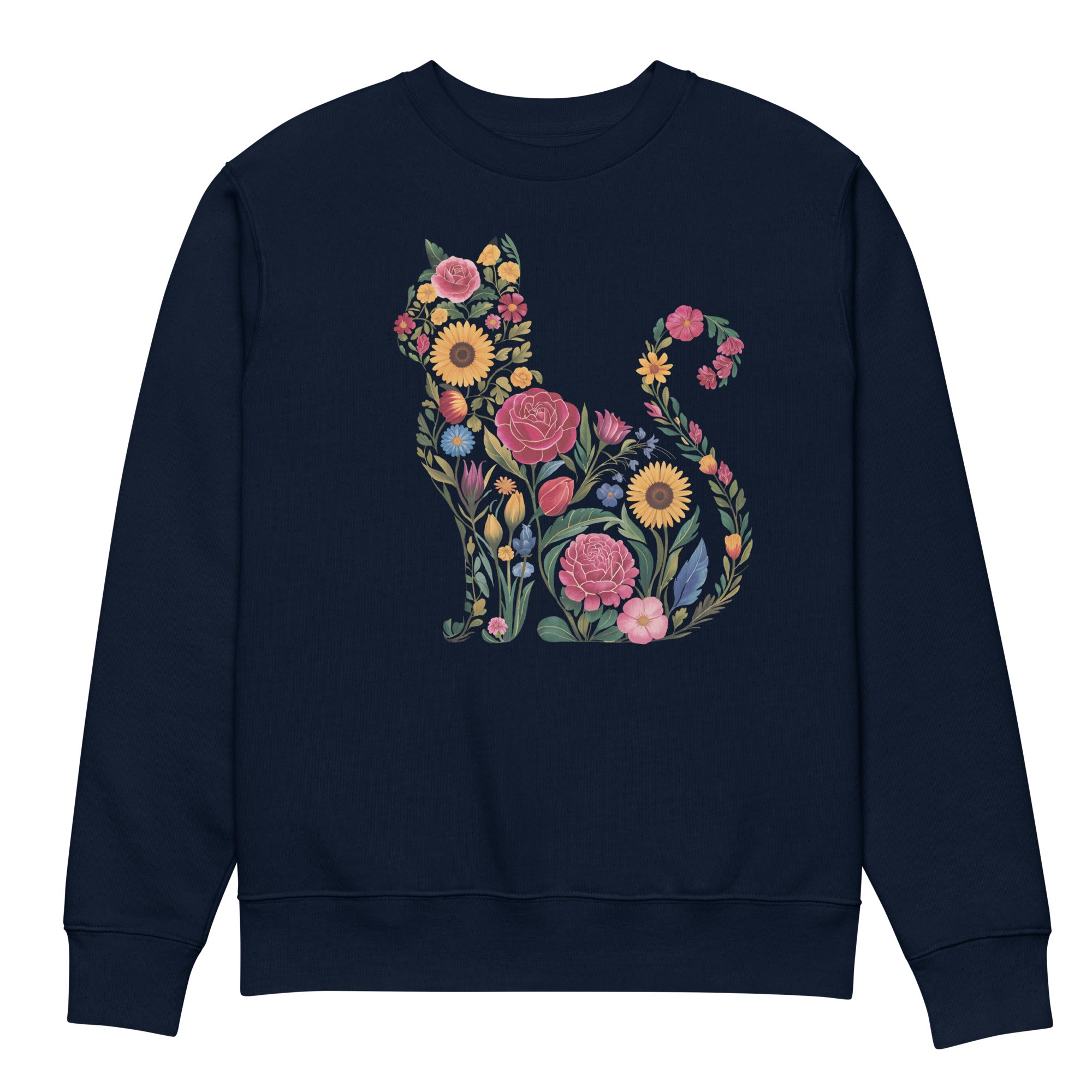 Floral Cat Eco-friendly Unisex Sweatshirt