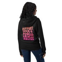 Support your local animal shelter black zip up hoodie sweatshirt for women men cotton recycled polyester