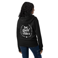 Be their voice animal rescue black zip up hoodie sweatshirt for women men cotton recycled polyester