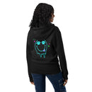 Melting smiley face paw prints black zip up hoodie sweatshirt for women men cotton recycled polyester