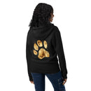 gold paw print black zip up hoodie sweatshirt for women men cotton recycled polyester