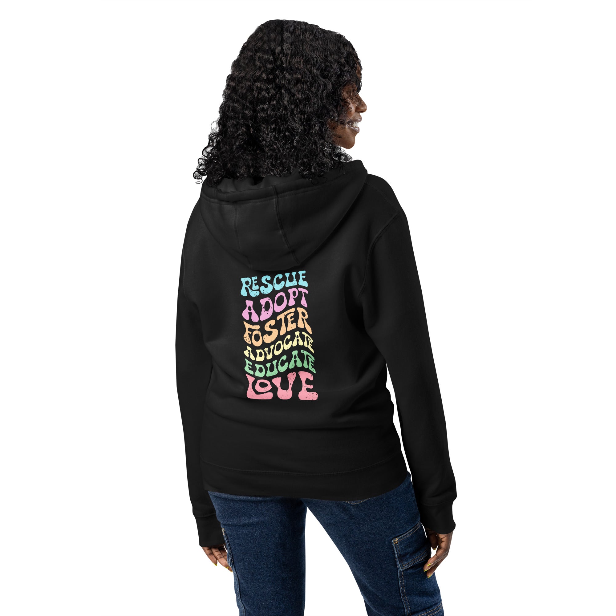 Rescue, Adopt, Foster, Advocate, Educate, Love Zip-up Unisex Hoodie