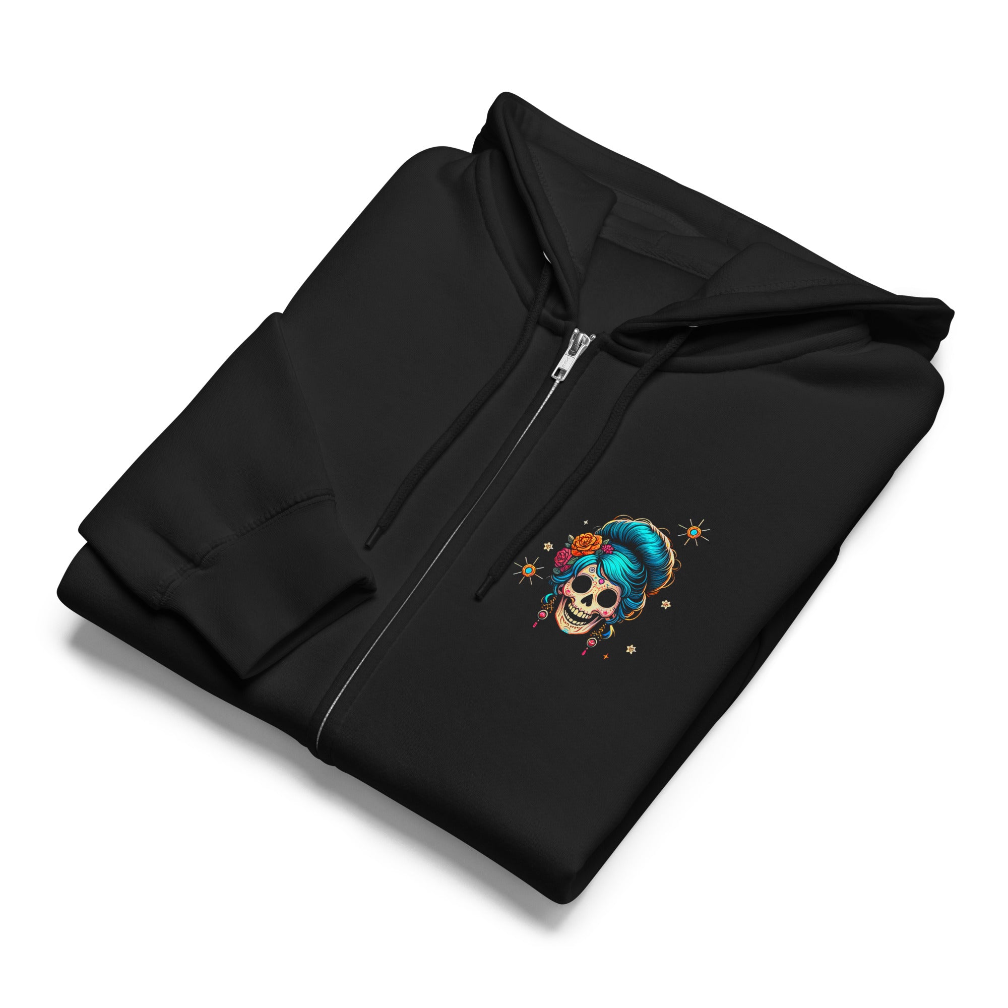 Cat lady tarot card black zip up hoodie sweatshirt for women men cotton recycled polyester