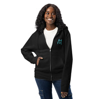 Live love meow cat black zip up hoodie sweatshirt for women men cotton recycled polyester