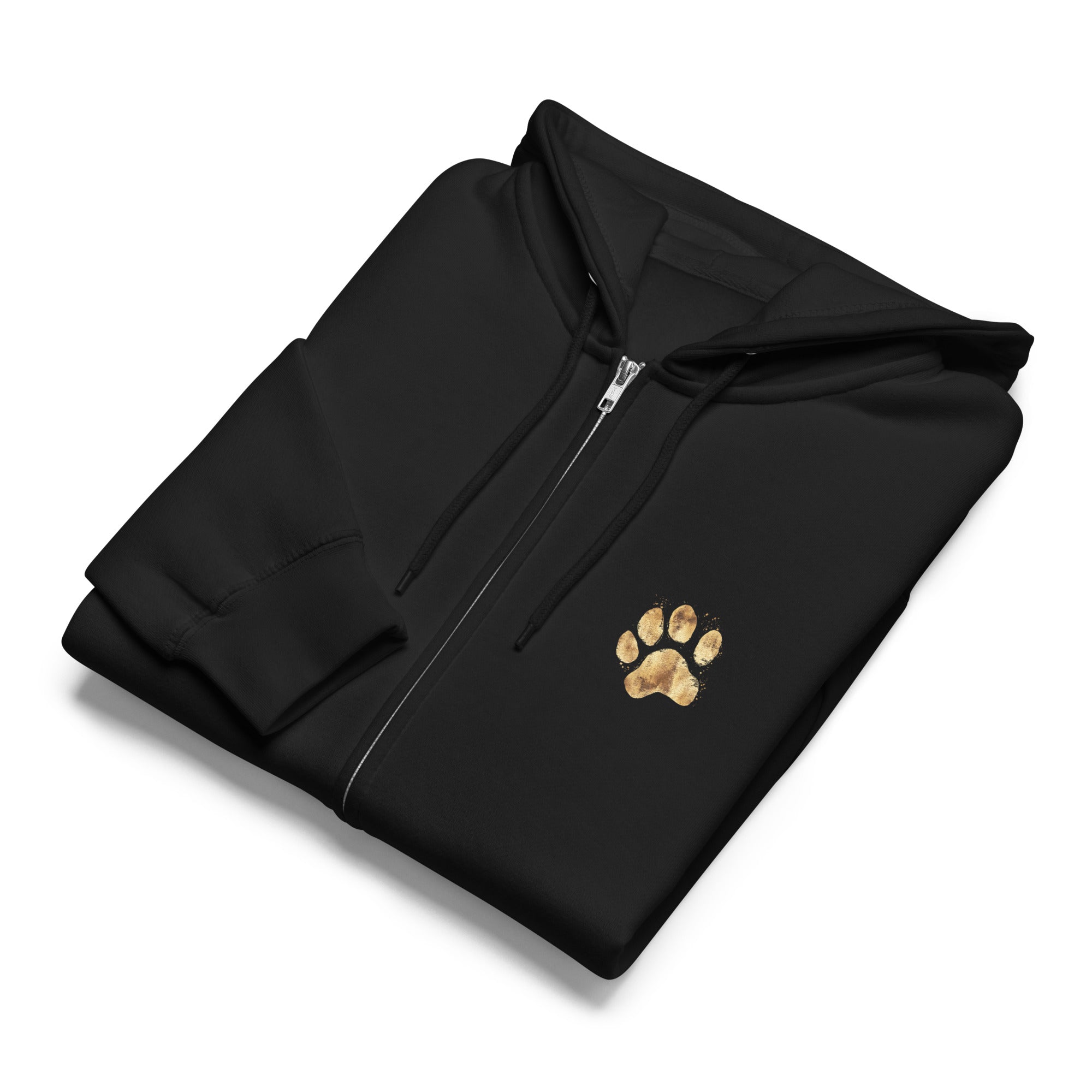 Gold Paw Print Zip-up Unisex Hoodie
