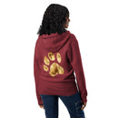 gold paw print burgundy zip up hoodie sweatshirt for women men cotton recycled polyester