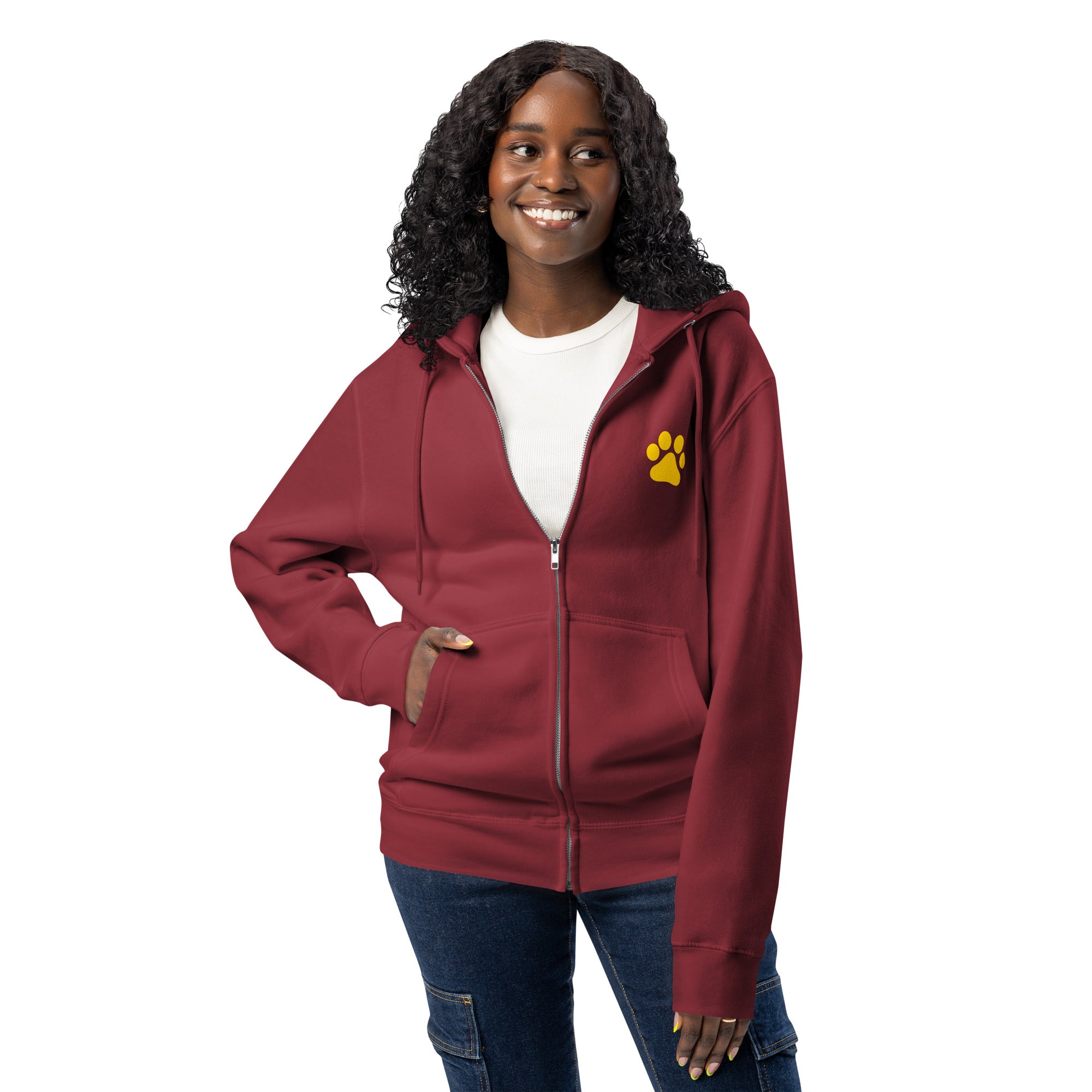 Come to the dog side we have treats burgundy zip up hoodie sweatshirt for women men cotton recycled polyester