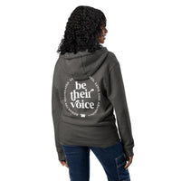 Be their voice animal rescue dark gray zip up hoodie sweatshirt for women men cotton recycled polyester