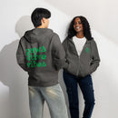 Pawsitive vibes charcoal gray zip up hoodie sweatshirt for women men cotton recycled polyester