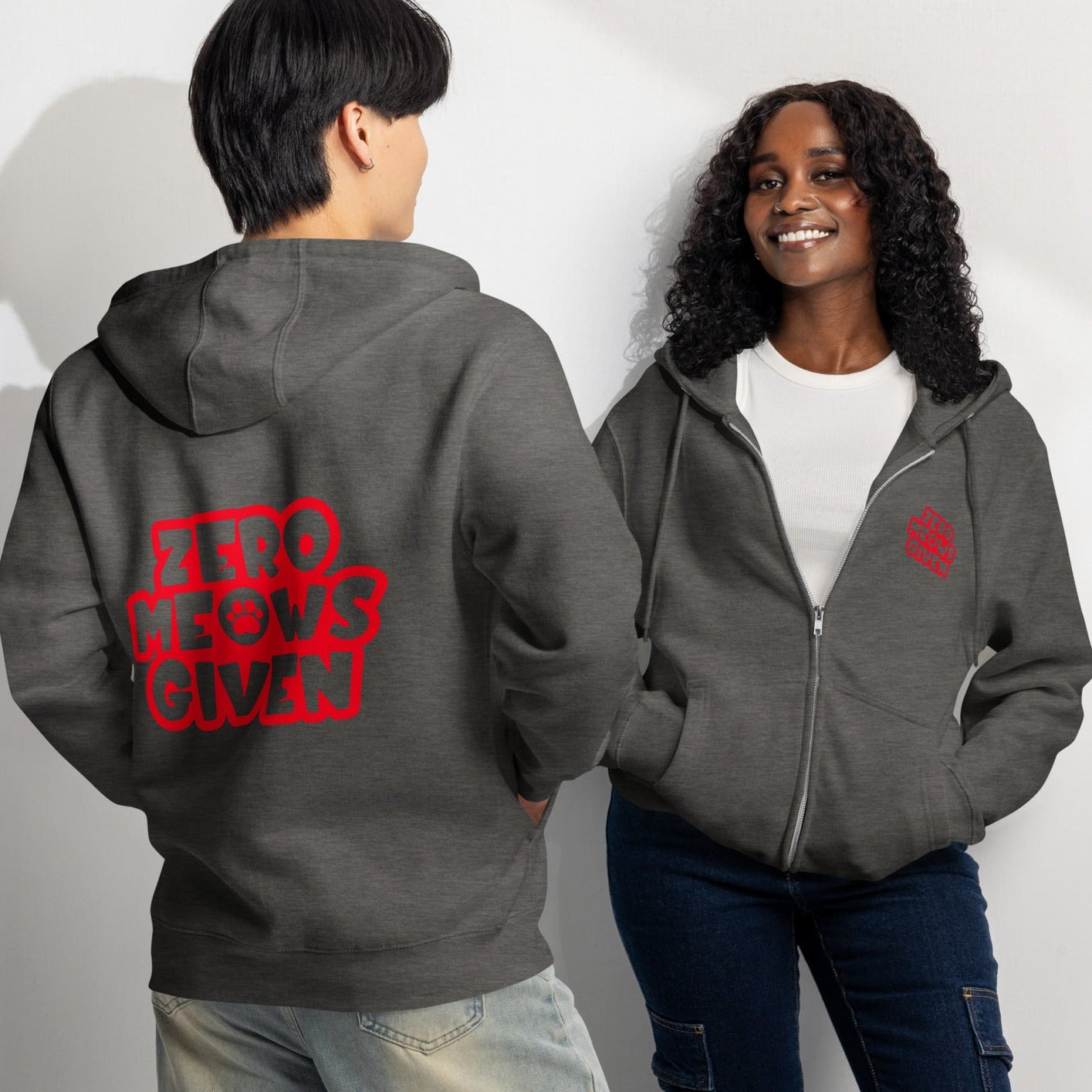 Zero Meows Given Zip-up Unisex Hoodie