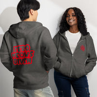 Zero meows given dark gray zip up hoodie sweatshirt for women men cotton recycled polyester