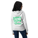 Pawsitive vibes heather gray zip up hoodie sweatshirt for women men cotton recycled polyester