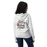 Rescue dog mom light gray zip up hoodie sweatshirt for women men cotton recycled polyester