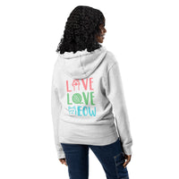Live love meow cat light gray zip up hoodie sweatshirt for women men cotton recycled polyester