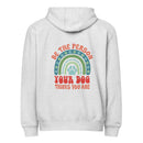 Be the person your dog thinks you are light gray zip up hoodie sweatshirt for women men cotton recycled polyester