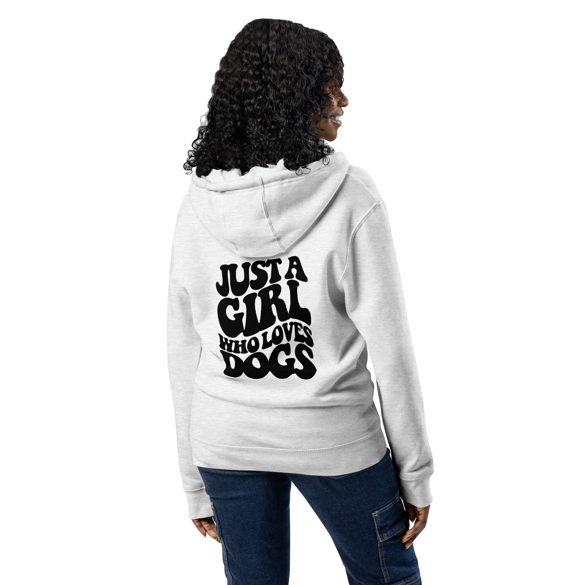 Just a girl who loves dogs light gray zip up hoodie sweatshirt for women men cotton recycled polyester