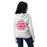 Zero meows given light gray zip up hoodie sweatshirt for women men cotton recycled polyester