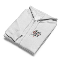 Rescue dog mom light gray zip up hoodie sweatshirt for women men cotton recycled polyester