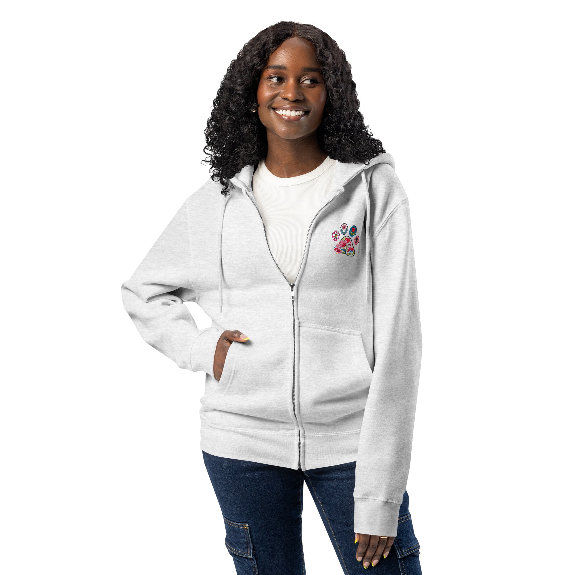 All you need is love and a dog light gray zip up hoodie sweatshirt for women men cotton recycled polyester