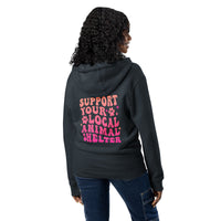 Support your local animal shelter navy zip up hoodie sweatshirt for women men cotton recycled polyester