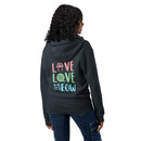 Live love meow cat navy zip up hoodie sweatshirt for women men cotton recycled polyester