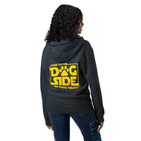 Come to the dog side we have treats navy zip up hoodie sweatshirt for women men cotton recycled polyester