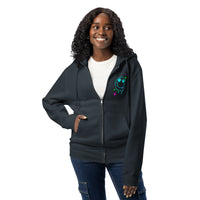 Melting smiley face paw prints navy zip up hoodie sweatshirt for women men cotton recycled polyester