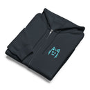 Live love meow cat navy zip up hoodie sweatshirt for women men cotton recycled polyester