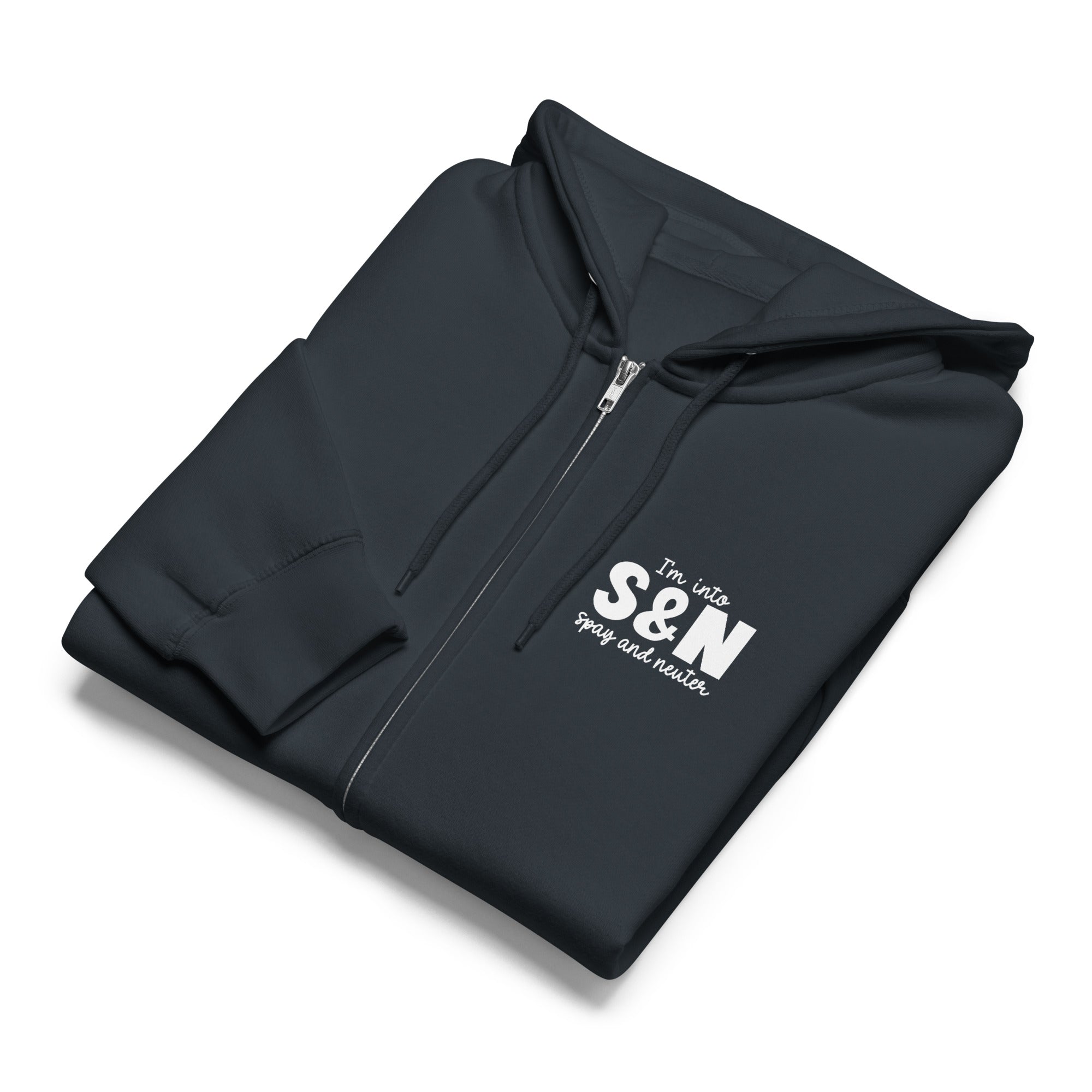 Im into s and n spay and neuter navy zip up hoodie sweatshirt for women men cotton recycled polyester