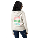 Live love meow cat light beige zip up hoodie sweatshirt for women men cotton recycled polyester