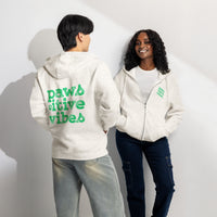 Pawsitive vibes oatmeal cream zip up hoodie sweatshirt for women men cotton recycled polyester
