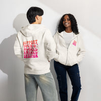 Support your local animal shelter oatmeal zip up hoodie sweatshirt for women men cotton recycled polyester