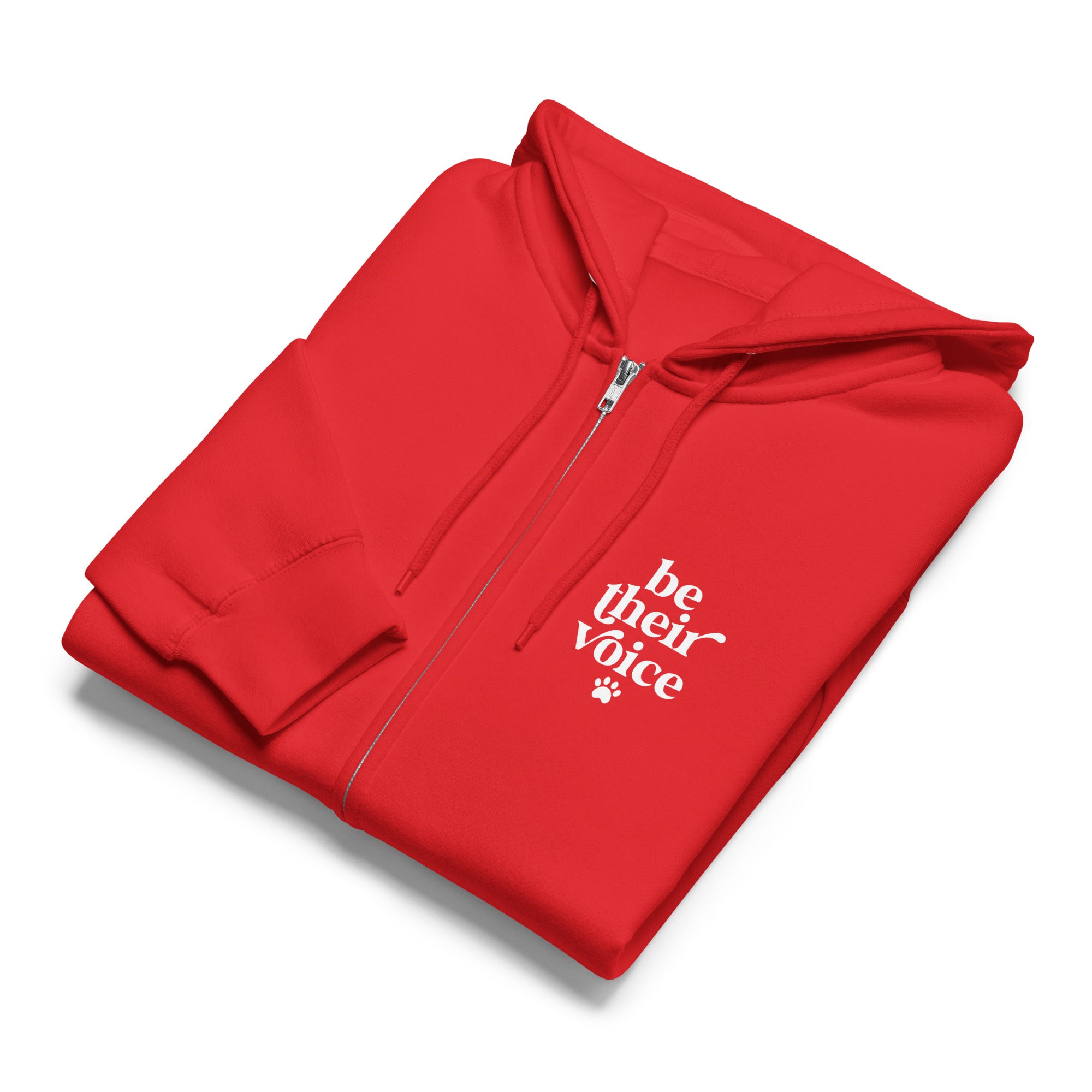 Be their voice animal rescue red zip up hoodie sweatshirt for women men cotton recycled polyester