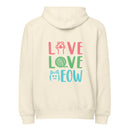 Live love meow cat natural zip up hoodie sweatshirt for women men cotton recycled polyester