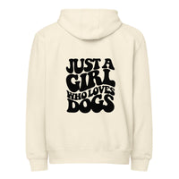Just a girl who loves dogs natural zip up hoodie sweatshirt for women men cotton recycled polyester