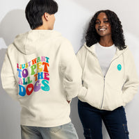 I just want to pet all the dogs natural zip up hoodie sweatshirt for women men cotton recycled polyester
