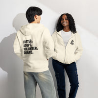 Foster adopt volunteer donate paw print sandshell zip up hoodie sweatshirt for women men cotton recycled polyester