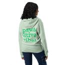 Pawsitive vibes light green zip up hoodie sweatshirt for women men cotton recycled polyester
