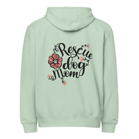 Rescue dog mom light green zip up hoodie sweatshirt for women men cotton recycled polyester