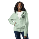 Foster adopt volunteer donate paw print light green zip up hoodie sweatshirt for women men cotton recycled polyester