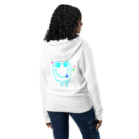 Melting smiley face paw prints white zip up hoodie sweatshirt for women men cotton recycled polyester