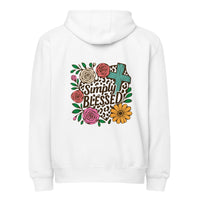 Simply blessed white zip up hoodie sweatshirt for women men cotton recycled polyester