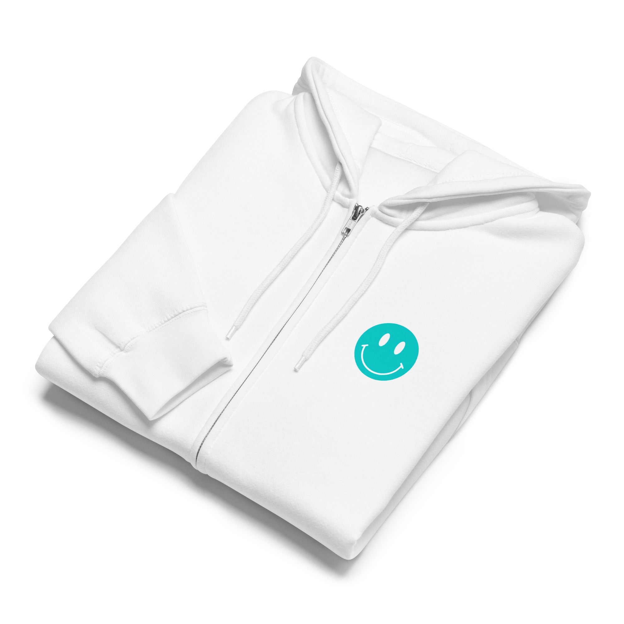 smiley face dogs white zip up hoodie sweatshirt for women men cotton recycled polyester