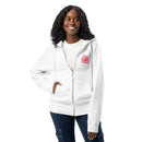 Zero meows given white zip up hoodie sweatshirt for women men cotton recycled polyester