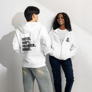 Foster adopt volunteer donate paw print white zip up hoodie sweatshirt for women men cotton recycled polyester
