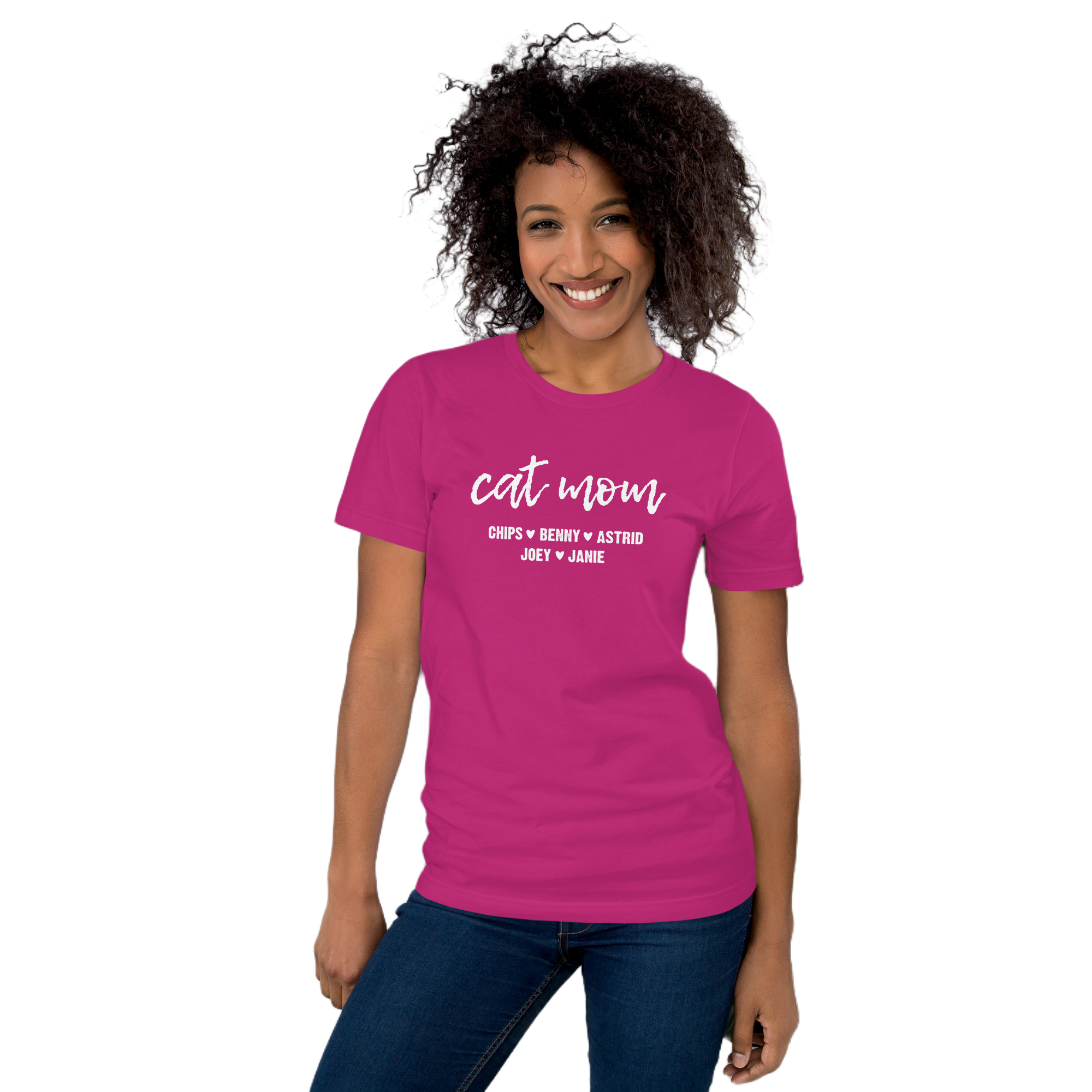 Custom Cat Mom with Personalized Cat Names Unisex T-shirt