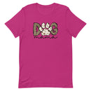 dark pink women's t-shirt with stylish "Dog Mama" text in leopard animal print